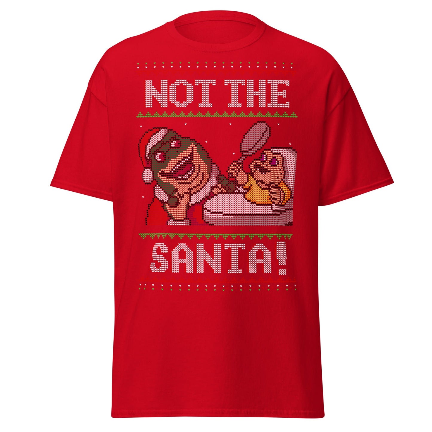 Funny Retro “Not the Santa” Christmas Dinosaur Tee - Red - T-Shirts Online