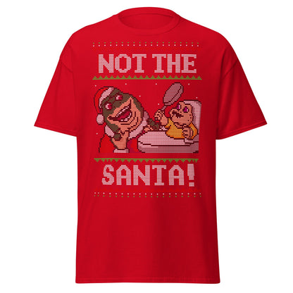 Funny Retro “Not the Santa” Christmas Dinosaur Tee - Red - T-Shirts Online