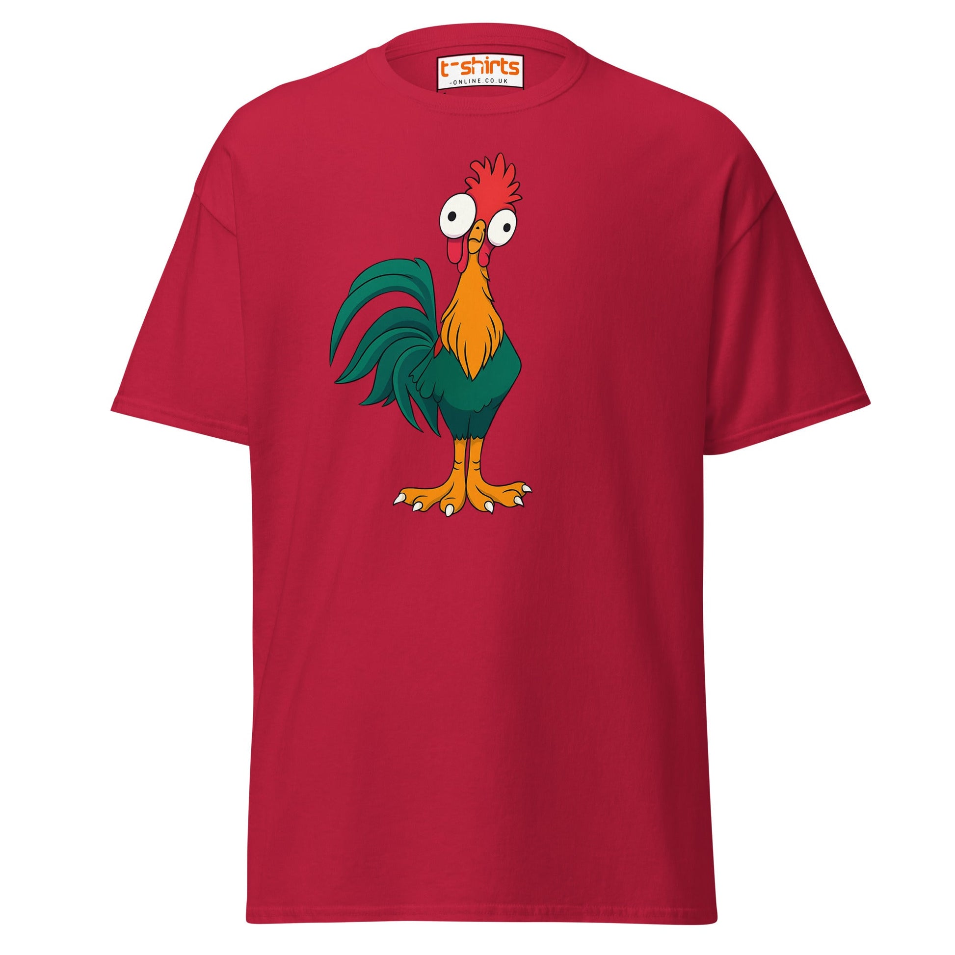 Funny Rooster T-Shirt – Crazy Chicken Cartoon Tee - Cardinal - T-Shirts Online