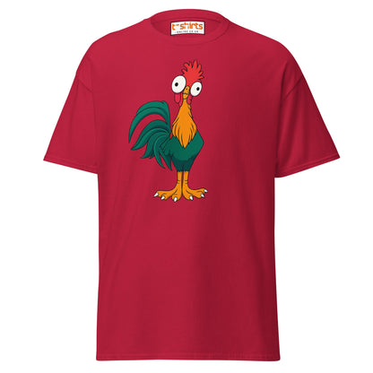 Funny Rooster T-Shirt – Crazy Chicken Cartoon Tee - Cardinal - T-Shirts Online