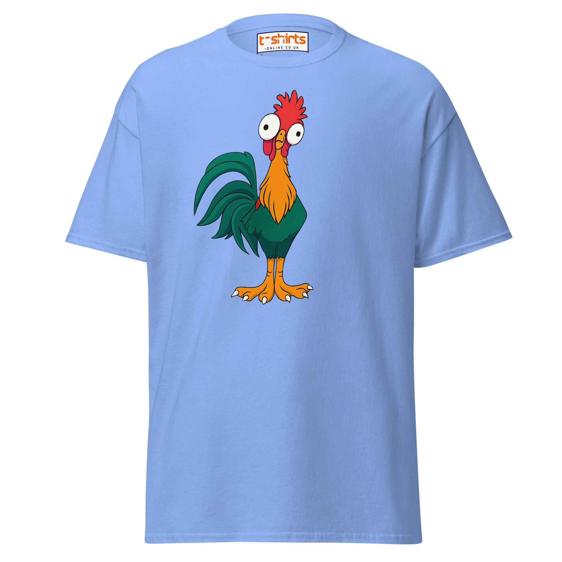 Funny Rooster T-Shirt – Crazy Chicken Cartoon Tee - Carolina Blue - T-Shirts Online