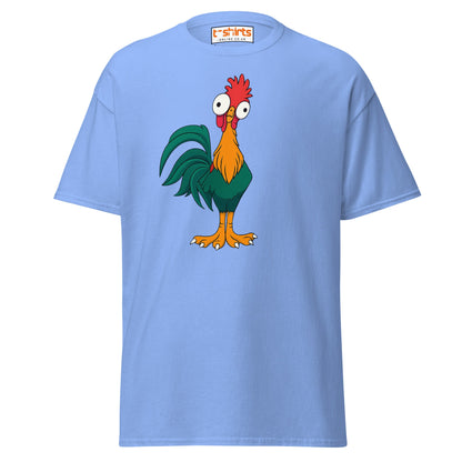 Funny Rooster T-Shirt – Crazy Chicken Cartoon Tee - Carolina Blue - T-Shirts Online