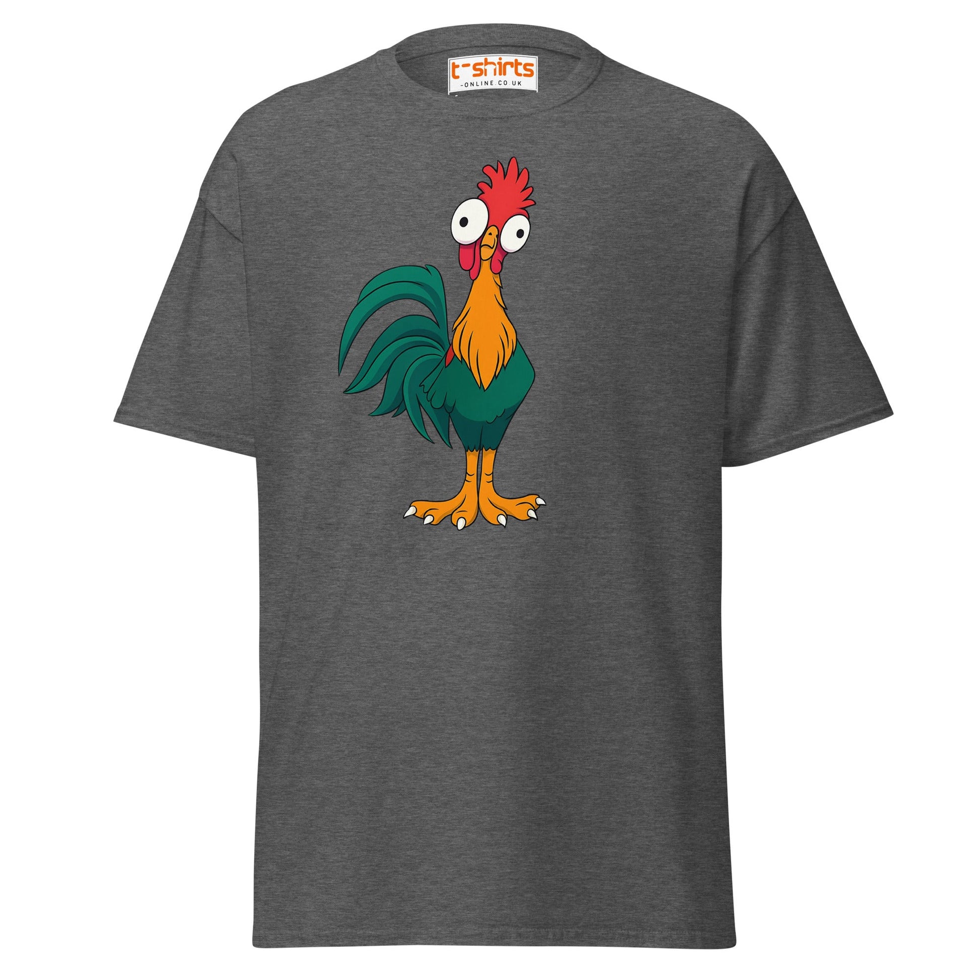 Funny Rooster T-Shirt – Crazy Chicken Cartoon Tee - Dark Heather - T-Shirts Online
