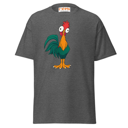 Funny Rooster T-Shirt – Crazy Chicken Cartoon Tee - Dark Heather - T-Shirts Online