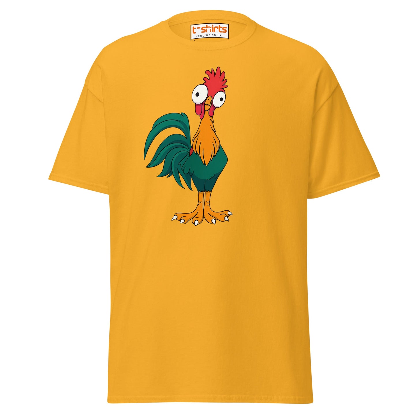 Funny Rooster T-Shirt – Crazy Chicken Cartoon Tee - Gold - T-Shirts Online