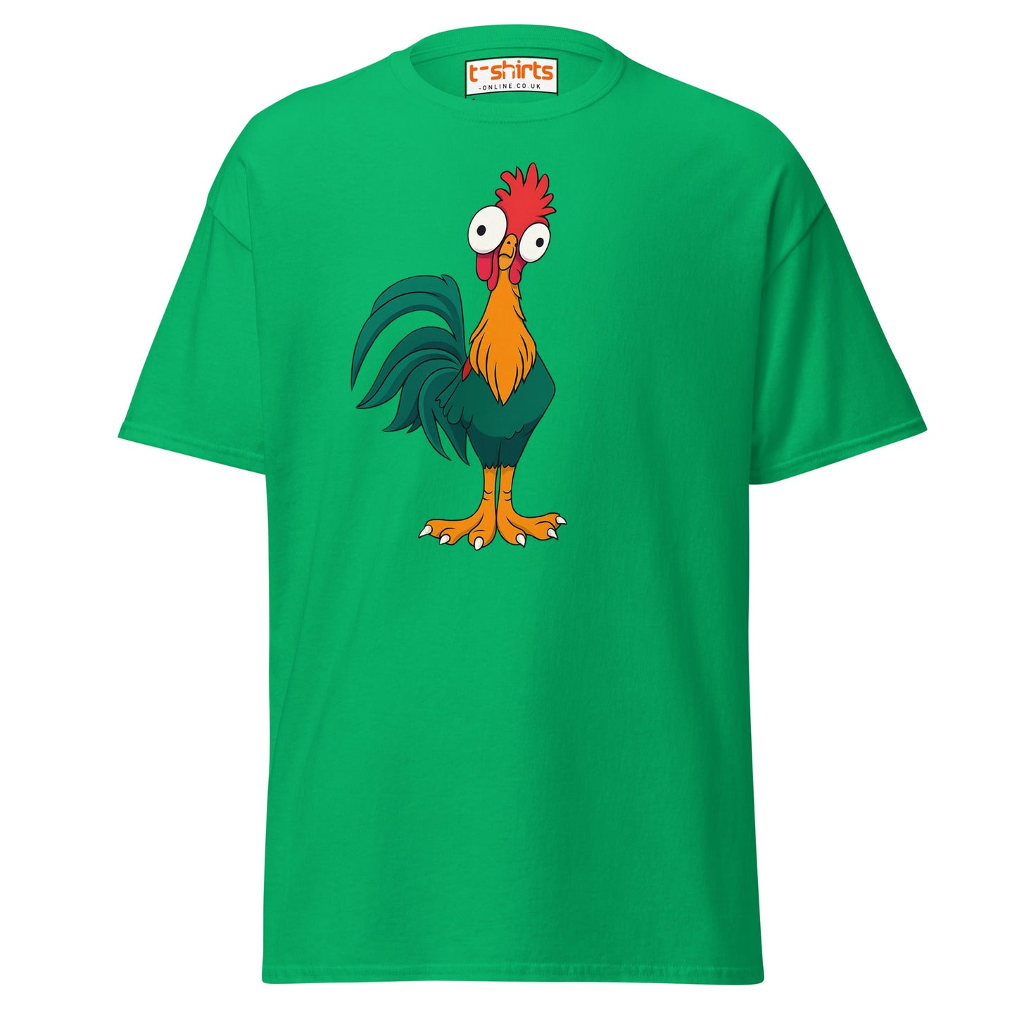 Funny Rooster T-Shirt – Crazy Chicken Cartoon Tee - Irish Green - T-Shirts Online