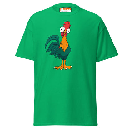Funny Rooster T-Shirt – Crazy Chicken Cartoon Tee - Irish Green - T-Shirts Online