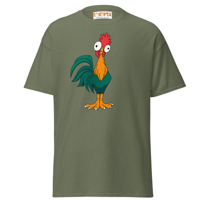 Funny Rooster T-Shirt – Crazy Chicken Cartoon Tee - Military Green - T-Shirts Online
