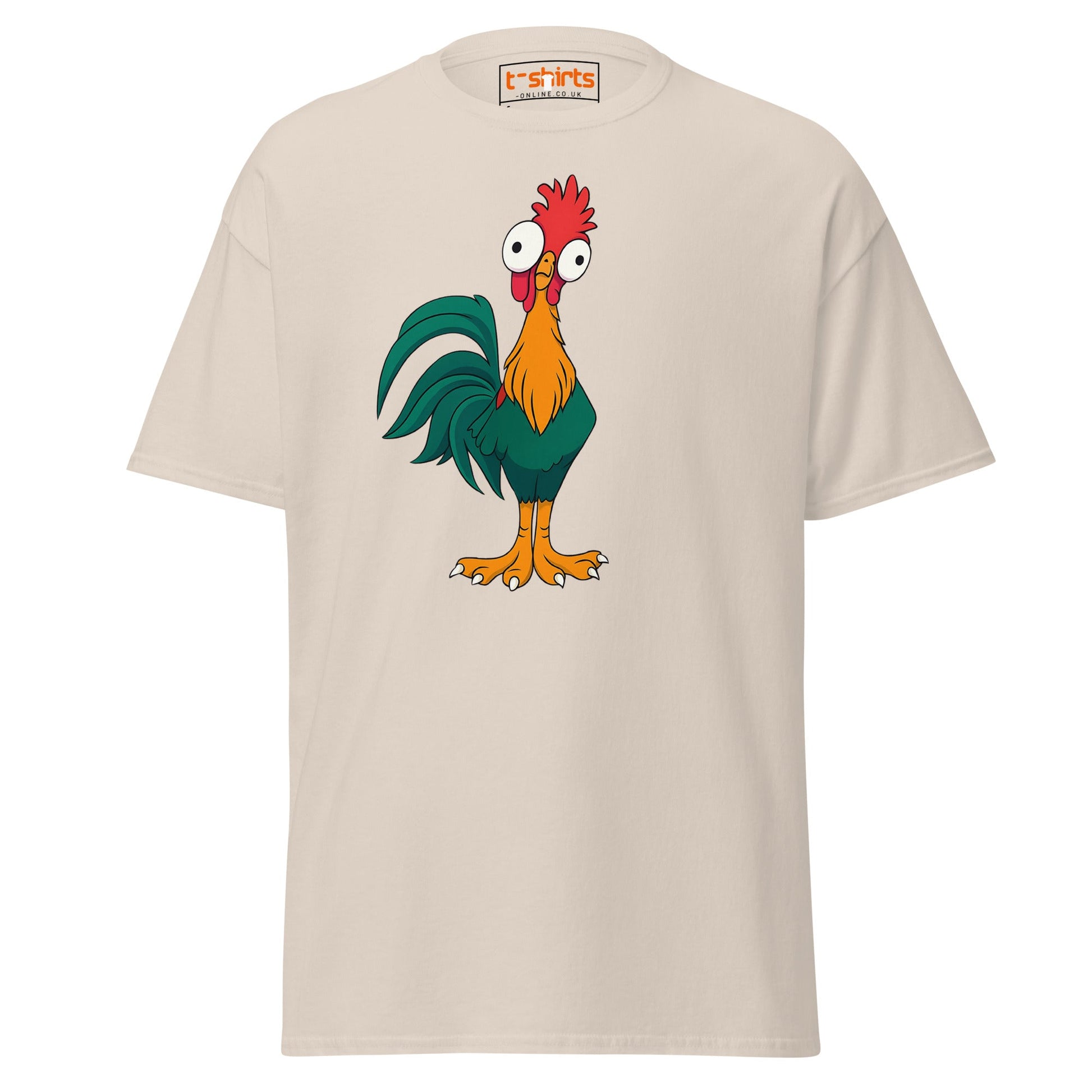 Funny Rooster T-Shirt – Crazy Chicken Cartoon Tee - Natural - T-Shirts Online