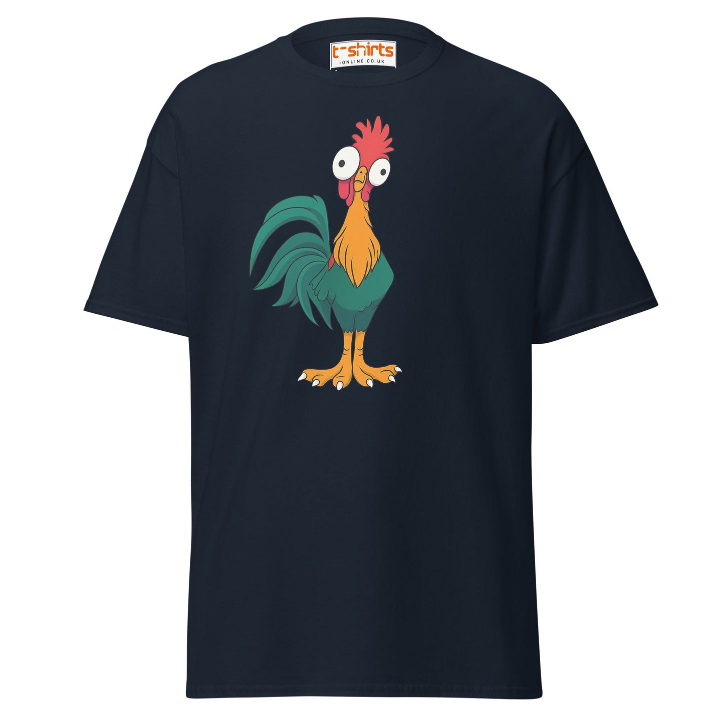 Funny Rooster T-Shirt – Crazy Chicken Cartoon Tee - Navy - T-Shirts Online