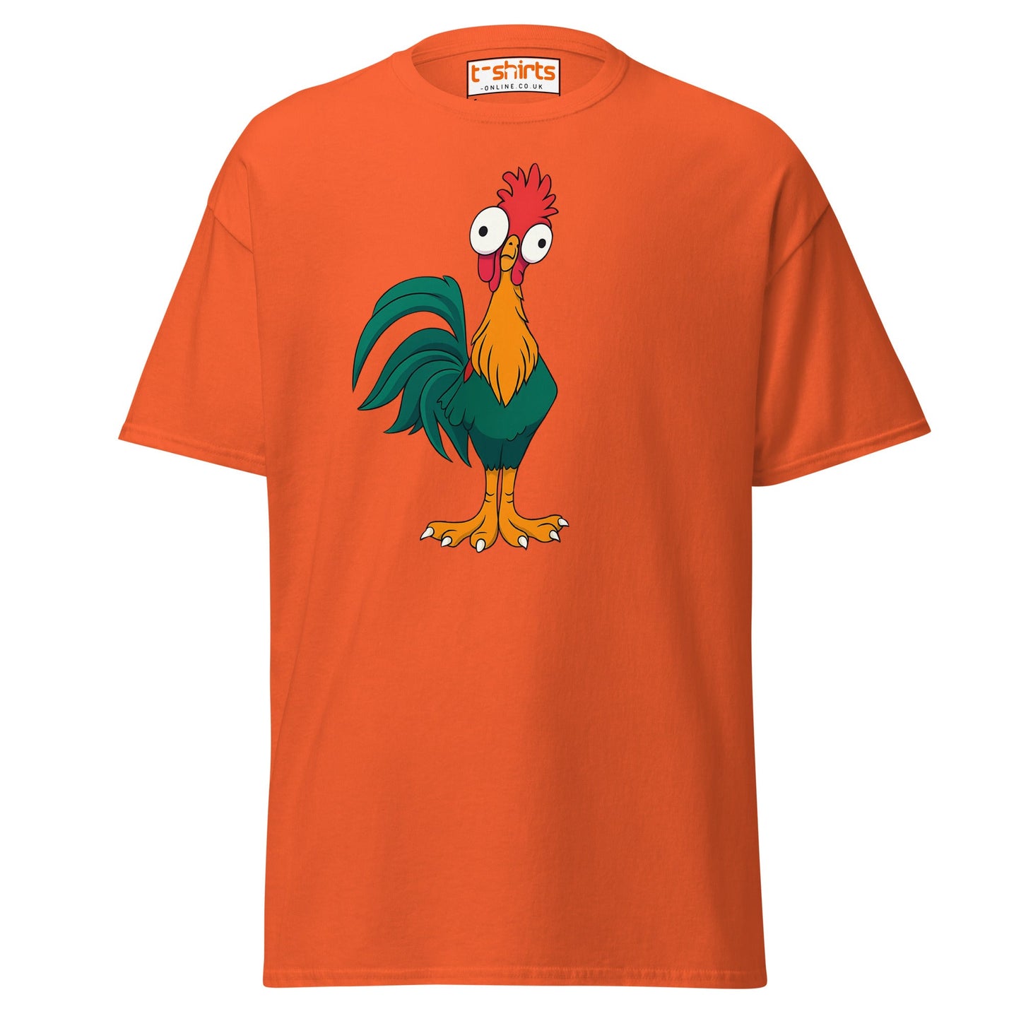 Funny Rooster T-Shirt – Crazy Chicken Cartoon Tee - Orange - T-Shirts Online