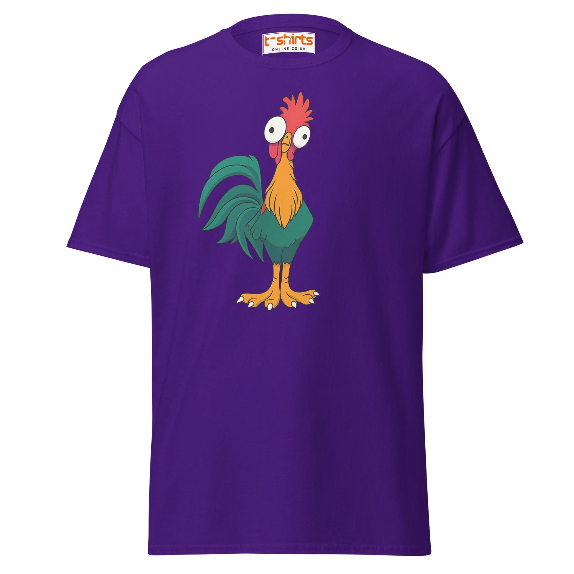 Funny Rooster T-Shirt – Crazy Chicken Cartoon Tee - Purple - T-Shirts Online