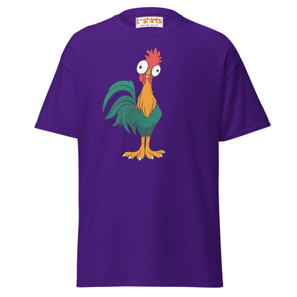 Funny Rooster T-Shirt – Crazy Chicken Cartoon Tee - Purple - T-Shirts Online