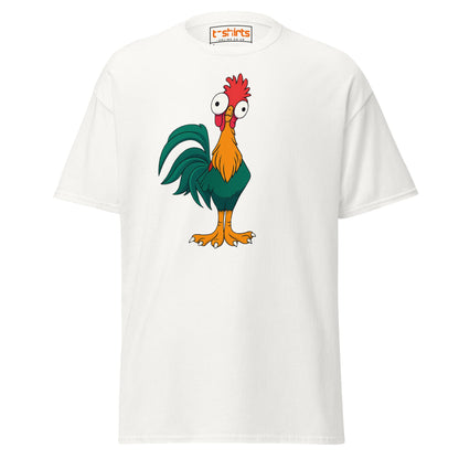 Funny Rooster T-Shirt – Crazy Chicken Cartoon Tee - White - T-Shirts Online