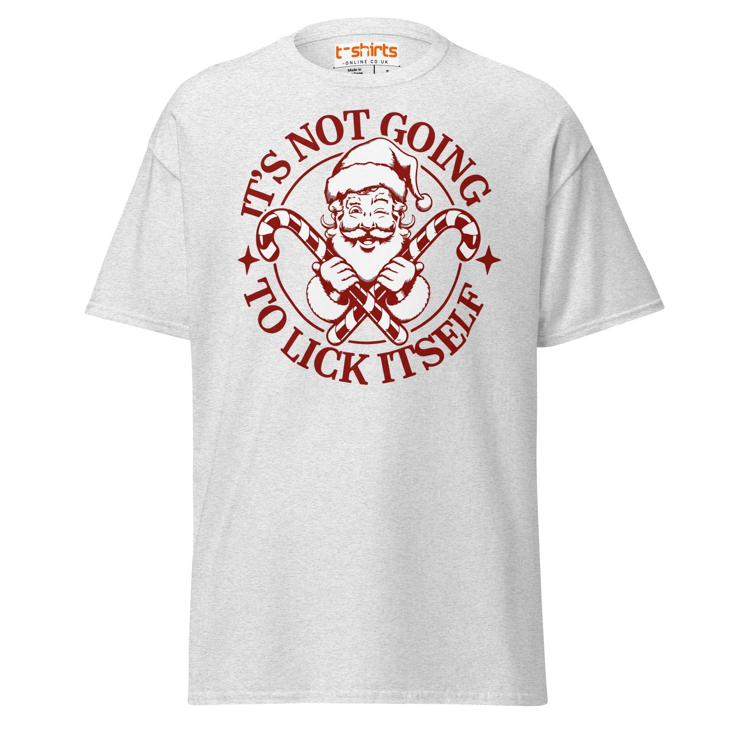 Funny Santa Candy Cane Christmas Adult Humor T-Shirt - Ash - T-Shirts Online