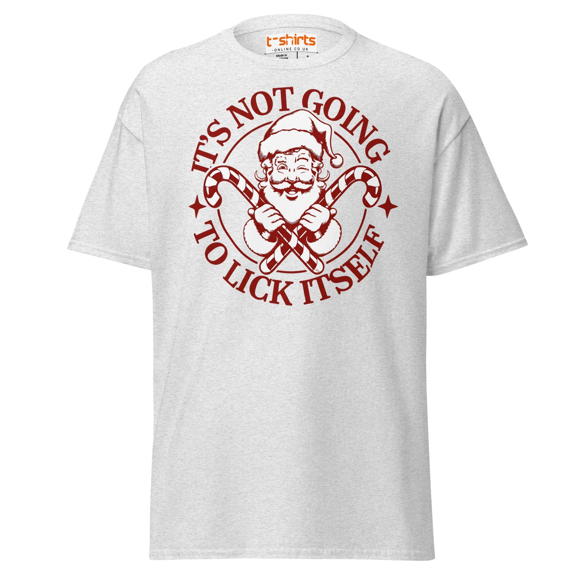 Funny Santa Candy Cane Christmas Adult Humor T-Shirt - Ash - T-Shirts Online