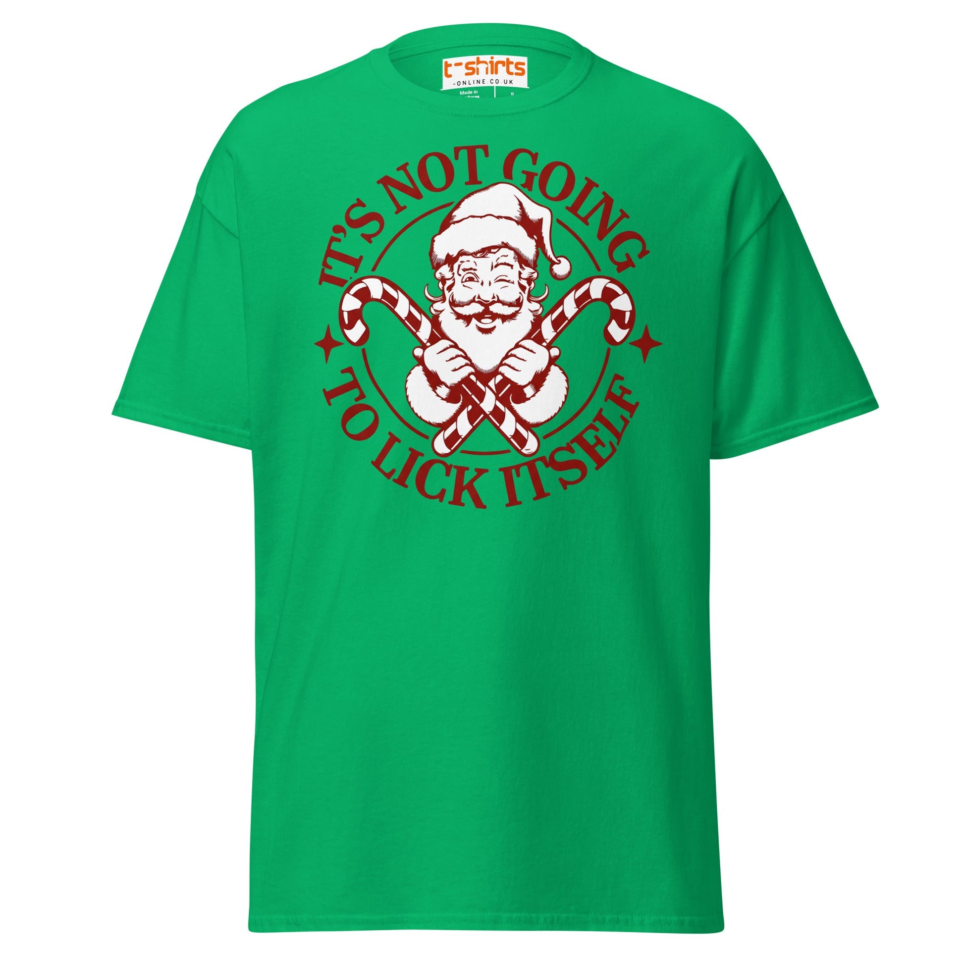 Funny Santa Candy Cane Christmas Adult Humor T-Shirt - Irish Green - T-Shirts Online