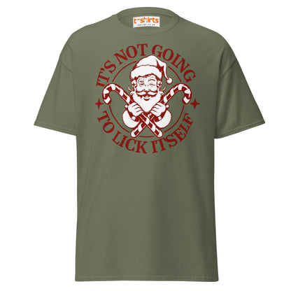 Funny Santa Candy Cane Christmas Adult Humor T-Shirt - Military Green - T-Shirts Online
