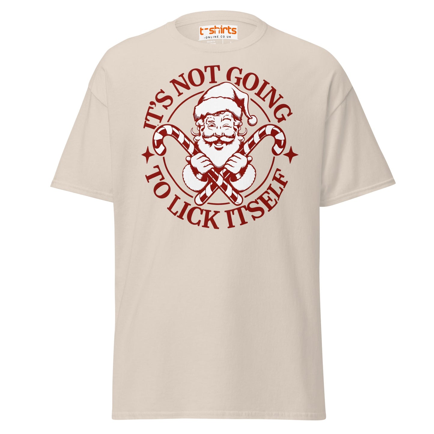 Funny Santa Candy Cane Christmas Adult Humor T-Shirt - Natural - T-Shirts Online