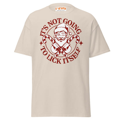 Funny Santa Candy Cane Christmas Adult Humor T-Shirt - Natural - T-Shirts Online