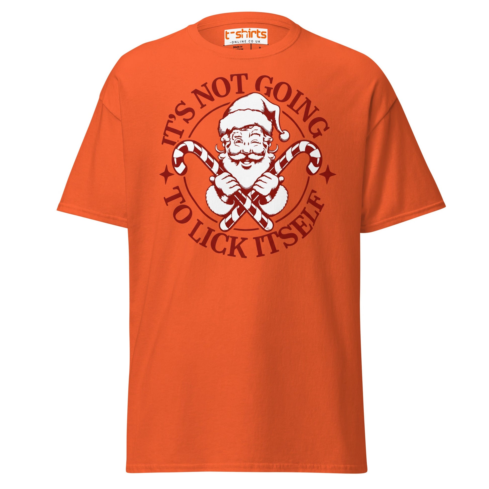 Funny Santa Candy Cane Christmas Adult Humor T-Shirt - Orange - T-Shirts Online