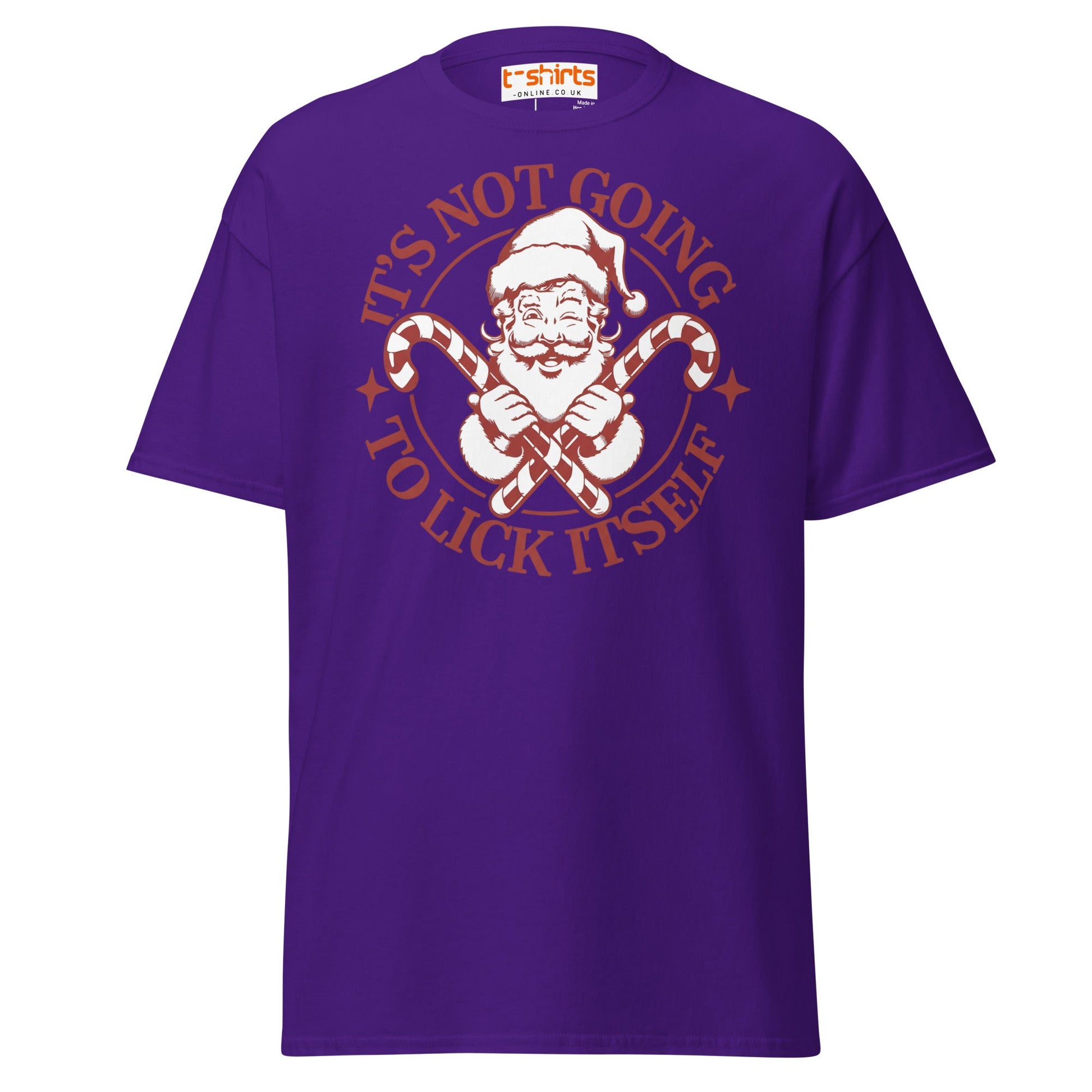 Funny Santa Candy Cane Christmas Adult Humor T-Shirt - Purple - T-Shirts Online