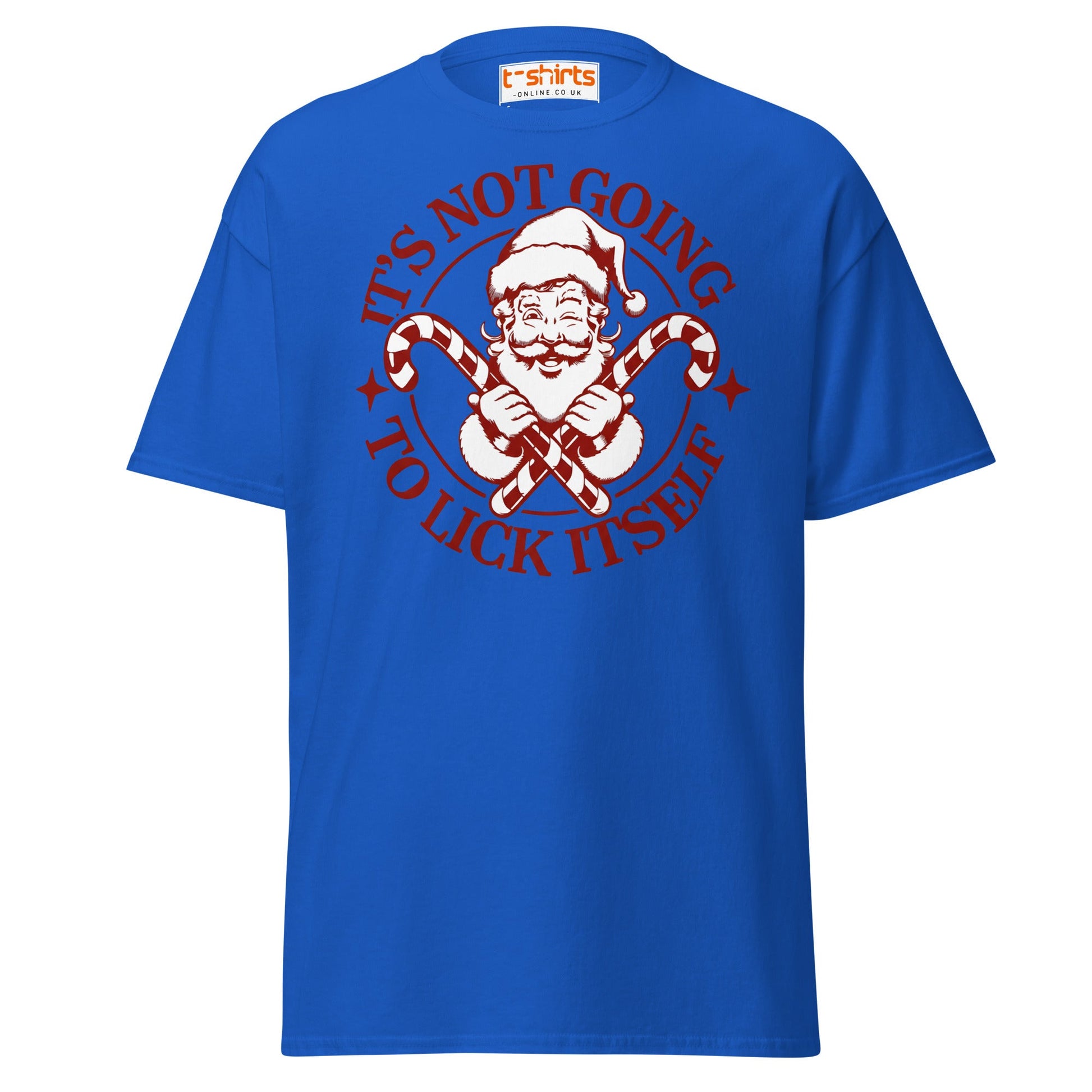 Funny Santa Candy Cane Christmas Adult Humor T-Shirt - Royal - T-Shirts Online