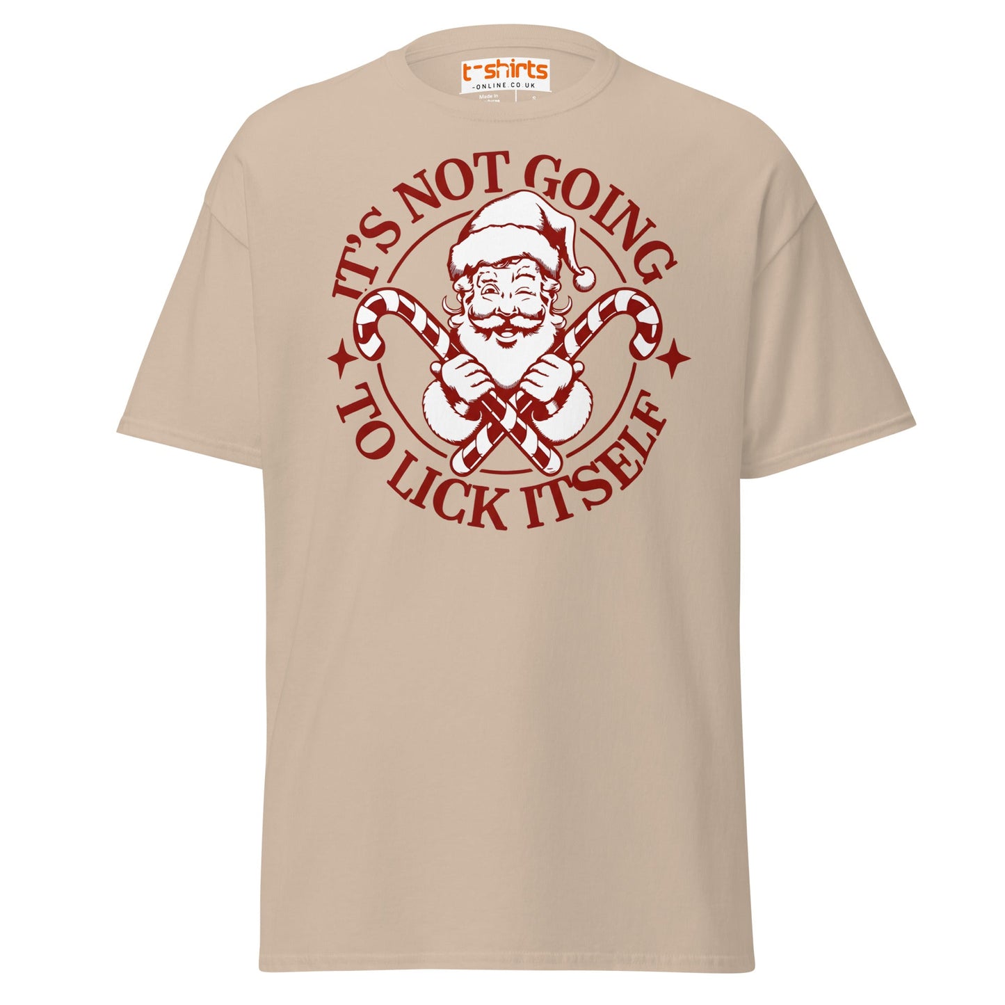 Funny Santa Candy Cane Christmas Adult Humor T-Shirt - Sand - T-Shirts Online
