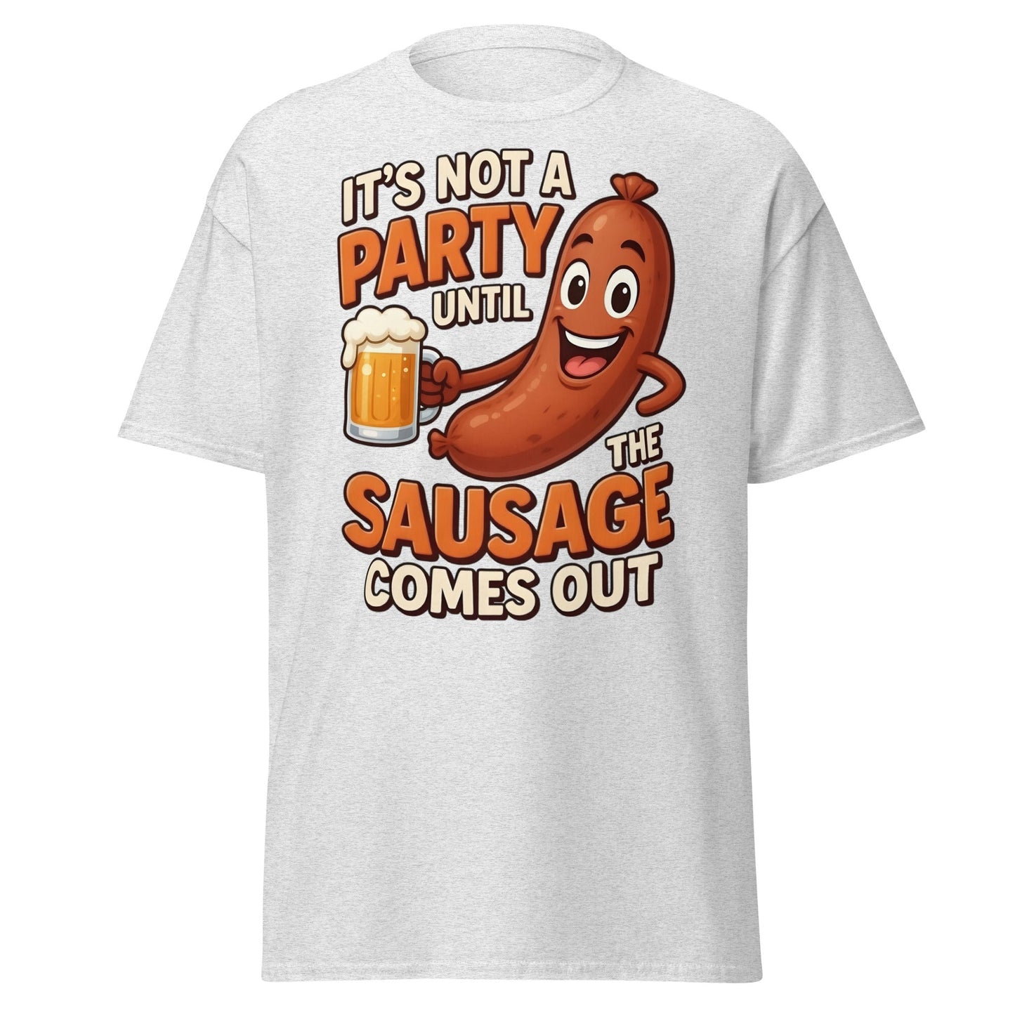 Funny Sausage Party T-Shirt - Adult Humor BBQ Tee - Ash - T-Shirts Online