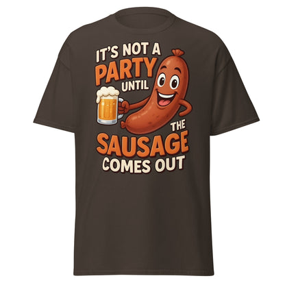 Funny Sausage Party T-Shirt - Adult Humor BBQ Tee - Dark Chocolate - T-Shirts Online