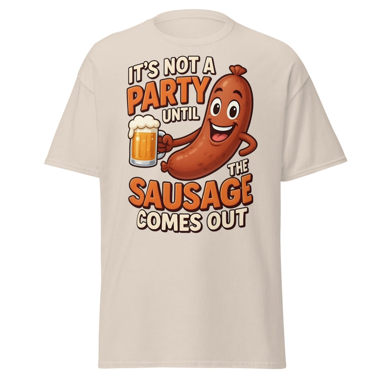Funny Sausage Party T-Shirt - Adult Humor BBQ Tee - Natural - T-Shirts Online