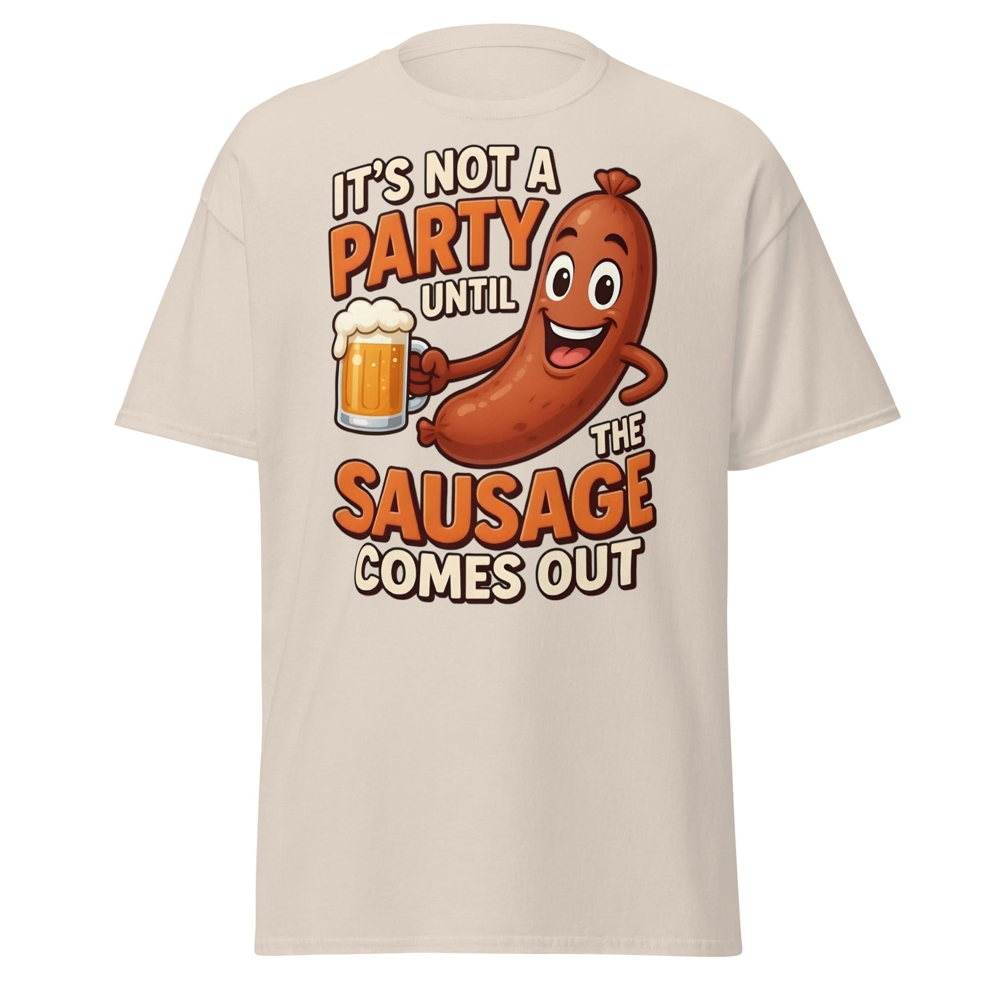 Funny Sausage Party T-Shirt - Adult Humor BBQ Tee - Natural - T-Shirts Online