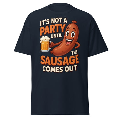Funny Sausage Party T-Shirt - Adult Humor BBQ Tee - Navy - T-Shirts Online