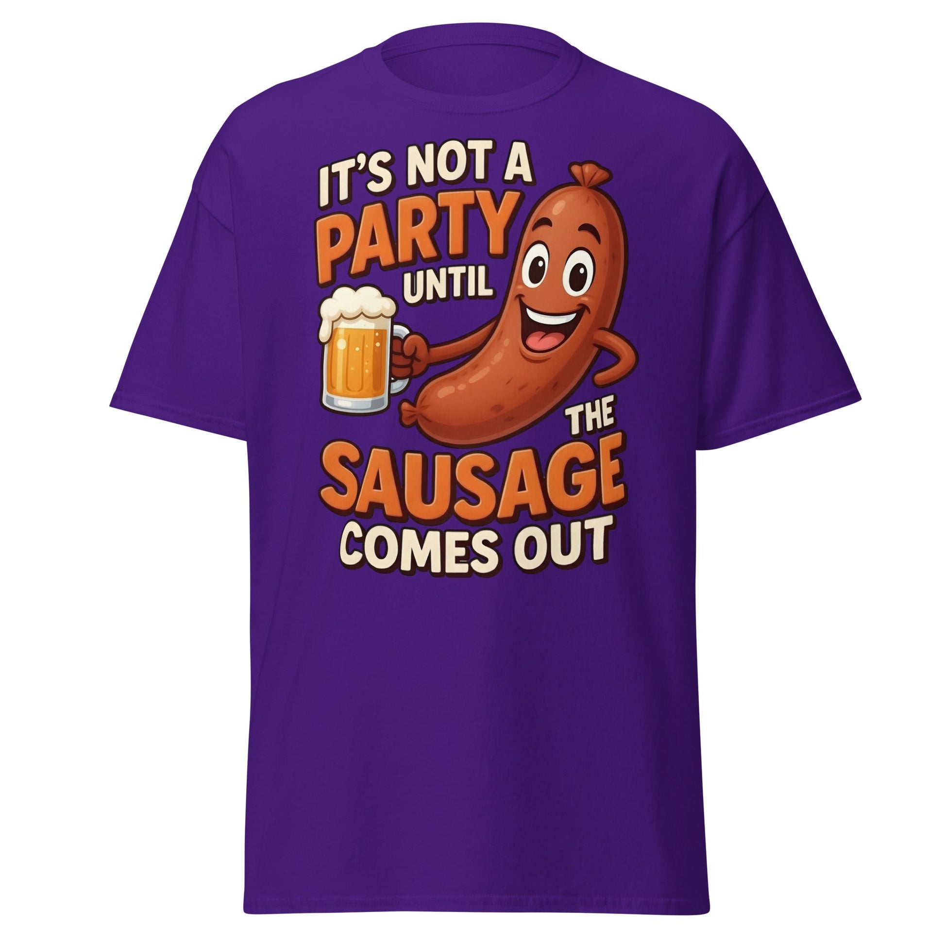 Funny Sausage Party T-Shirt - Adult Humor BBQ Tee - Purple - T-Shirts Online
