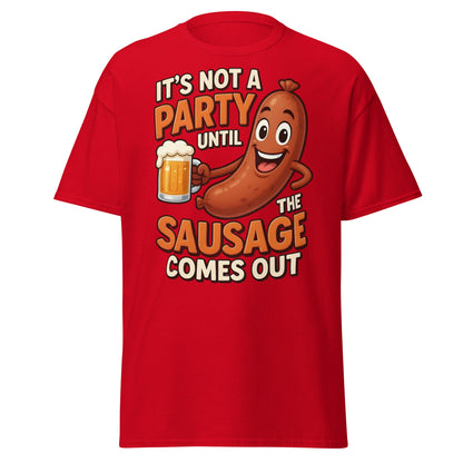 Funny Sausage Party T-Shirt - Adult Humor BBQ Tee - Red - T-Shirts Online