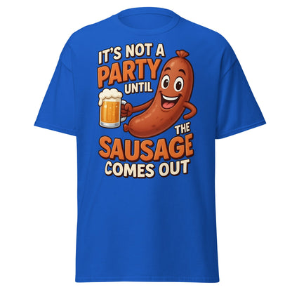 Funny Sausage Party T-Shirt - Adult Humor BBQ Tee - Royal - T-Shirts Online