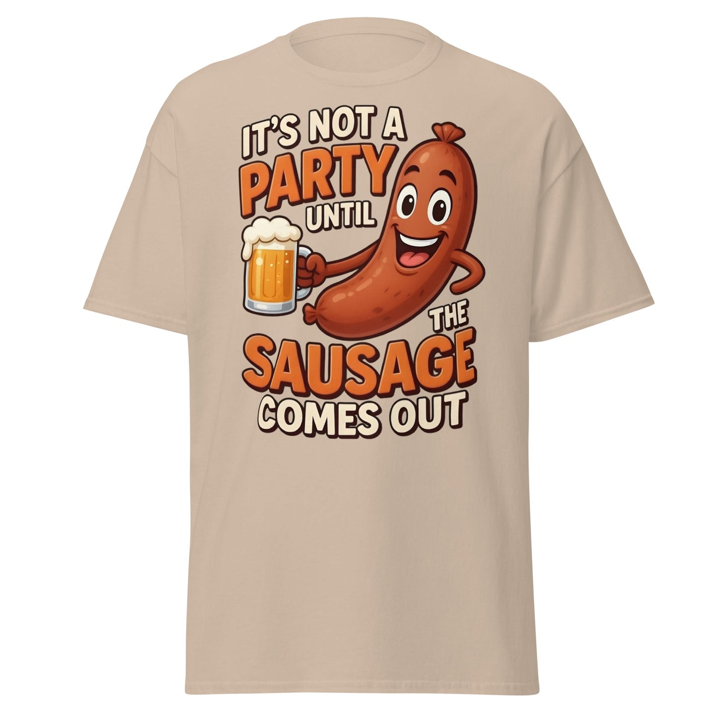 Funny Sausage Party T-Shirt - Adult Humor BBQ Tee - Sand - T-Shirts Online