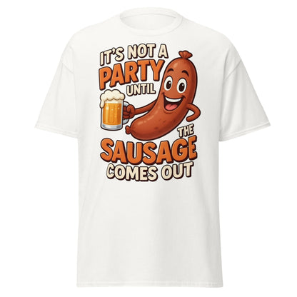 Funny Sausage Party T-Shirt - Adult Humor BBQ Tee - White - T-Shirts Online