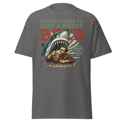 Funny Shark Beer Parody T-Shirt - Jaws Pun Graphic Tee - Charcoal - T-Shirts Online