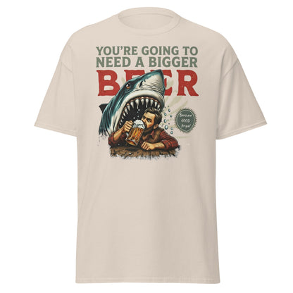 Funny Shark Beer Parody T-Shirt - Jaws Pun Graphic Tee - Natural - T-Shirts Online