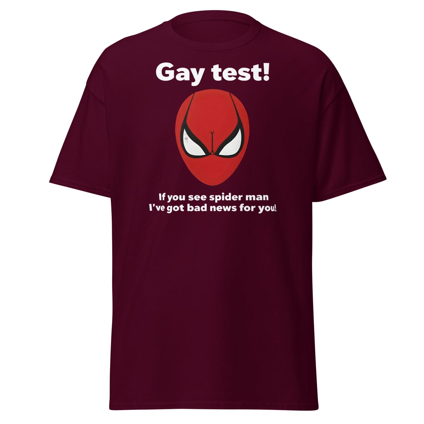 Funny Spider - Man Optical Illusion T-Shirt - Clever Gag Tee - Maroon - T-Shirts Online