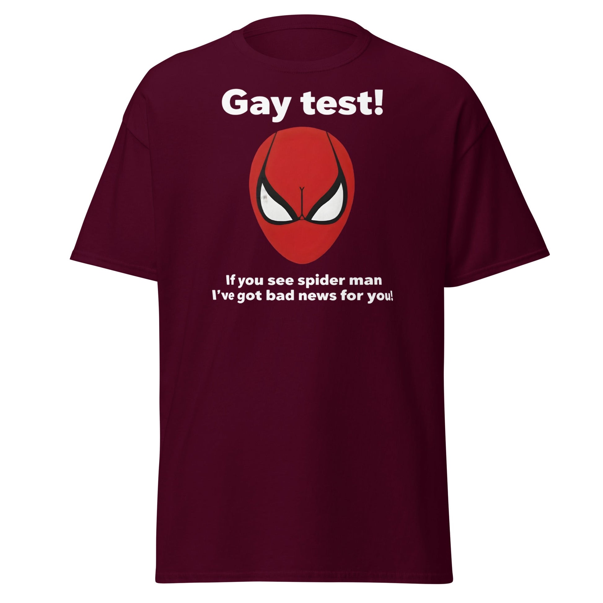Funny Spider - Man Optical Illusion T-Shirt - Clever Gag Tee - Maroon - T-Shirts Online