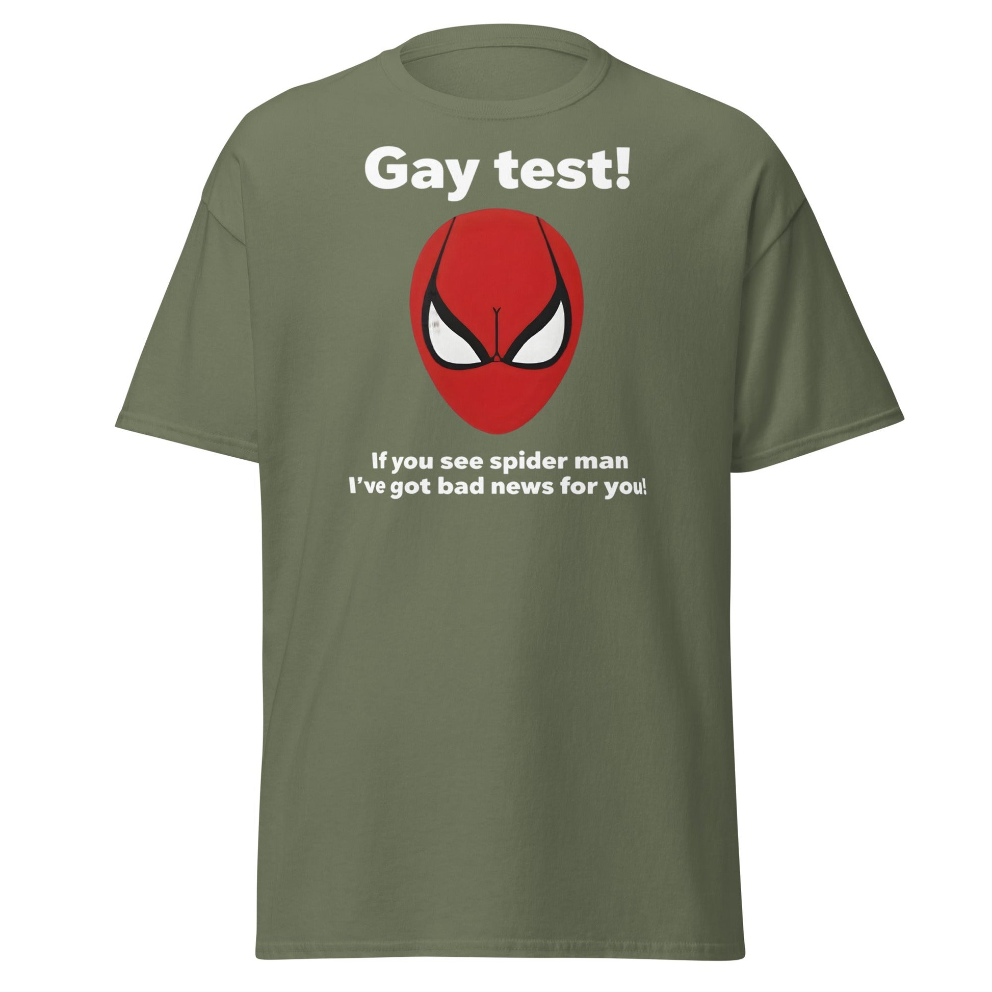 Funny Spider - Man Optical Illusion T-Shirt - Clever Gag Tee - Military Green - T-Shirts Online