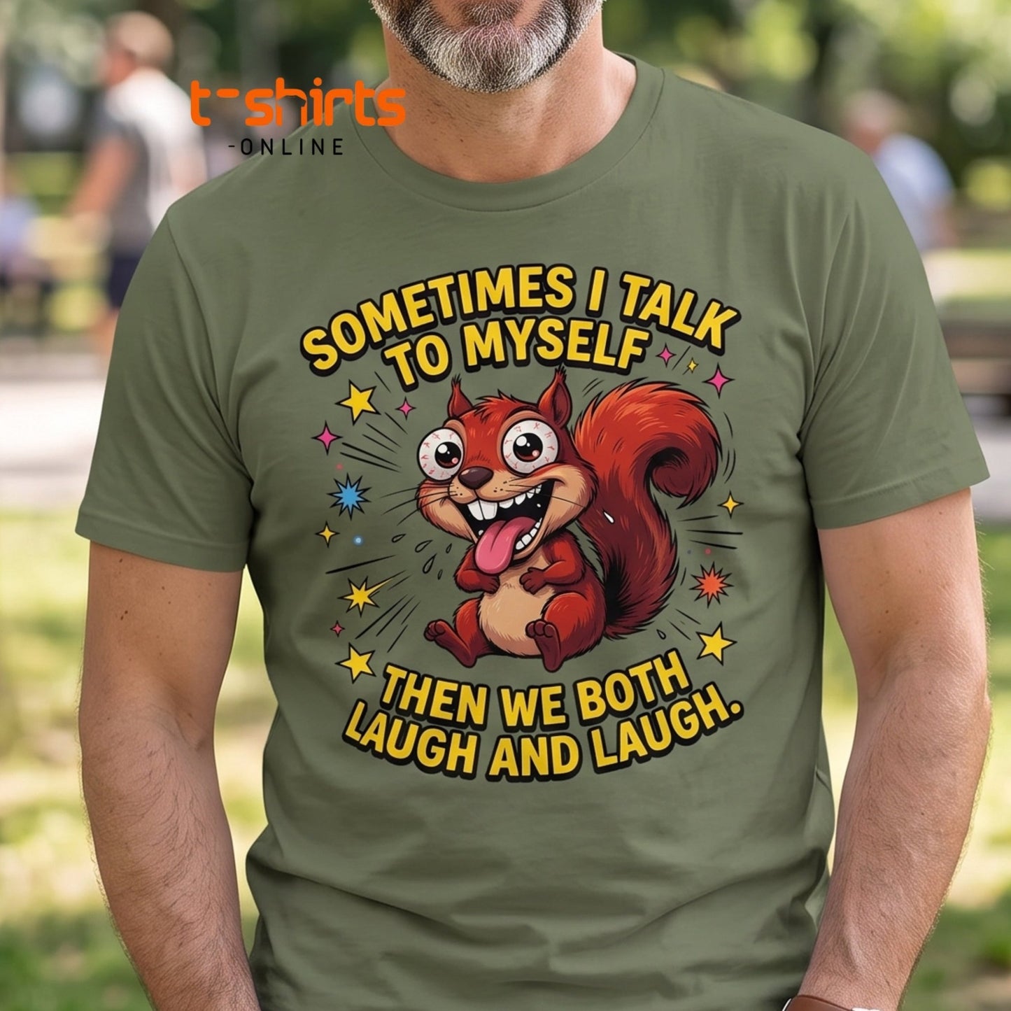 Funny Squirrel "Talk To Myself" T-Shirt - Crazy Laugh Tee - Maroon - T-Shirts Online