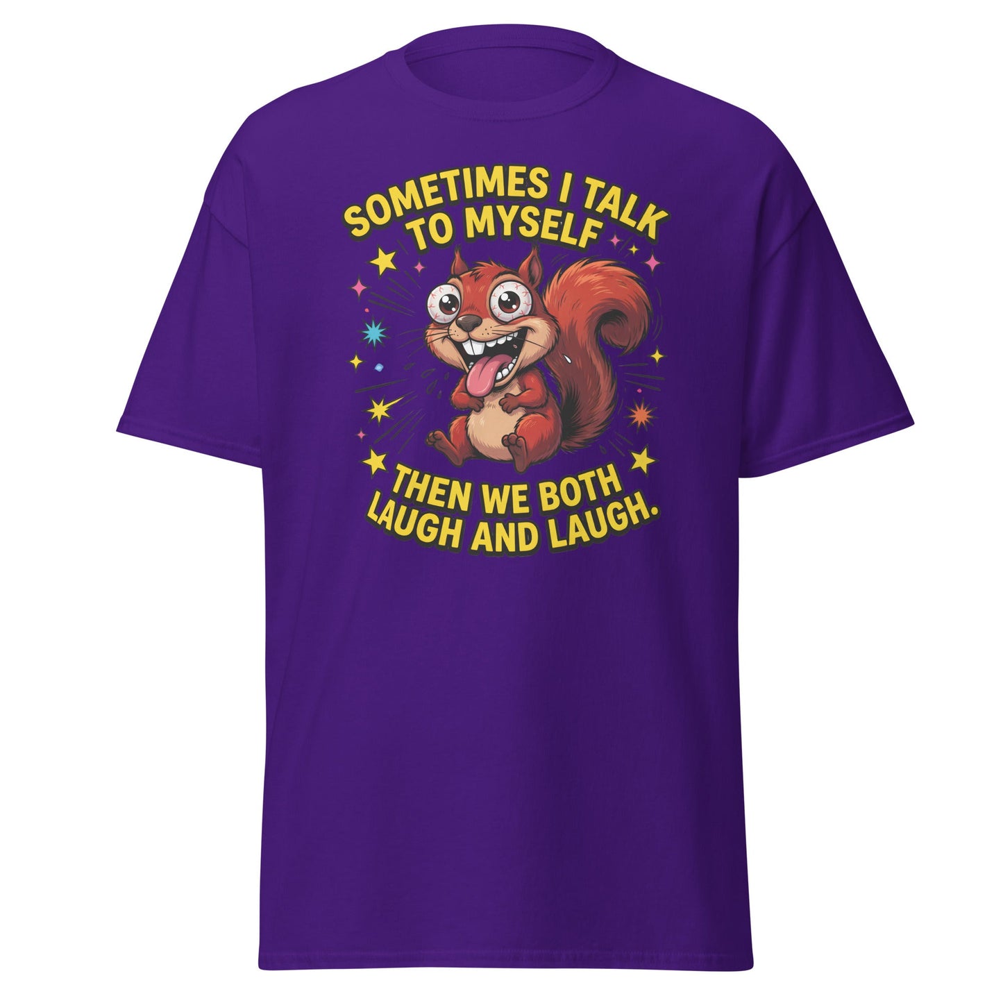 Funny Squirrel "Talk To Myself" T-Shirt - Crazy Laugh Tee - Purple - T-Shirts Online