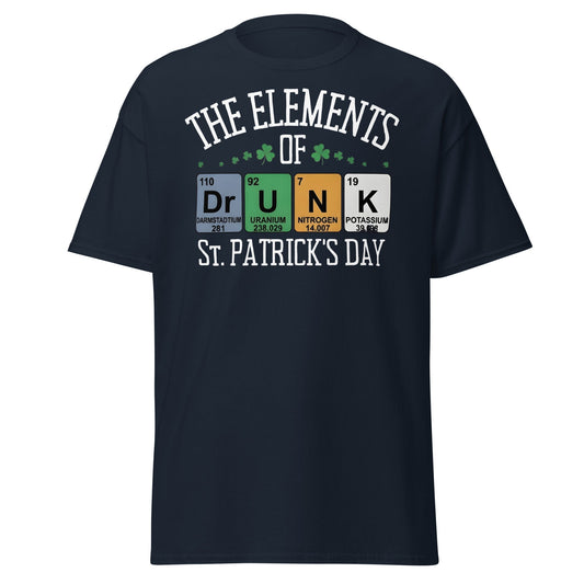 Funny St. Patrick's Day Periodic Table Drunk T-Shirt - Navy - T-Shirts Online