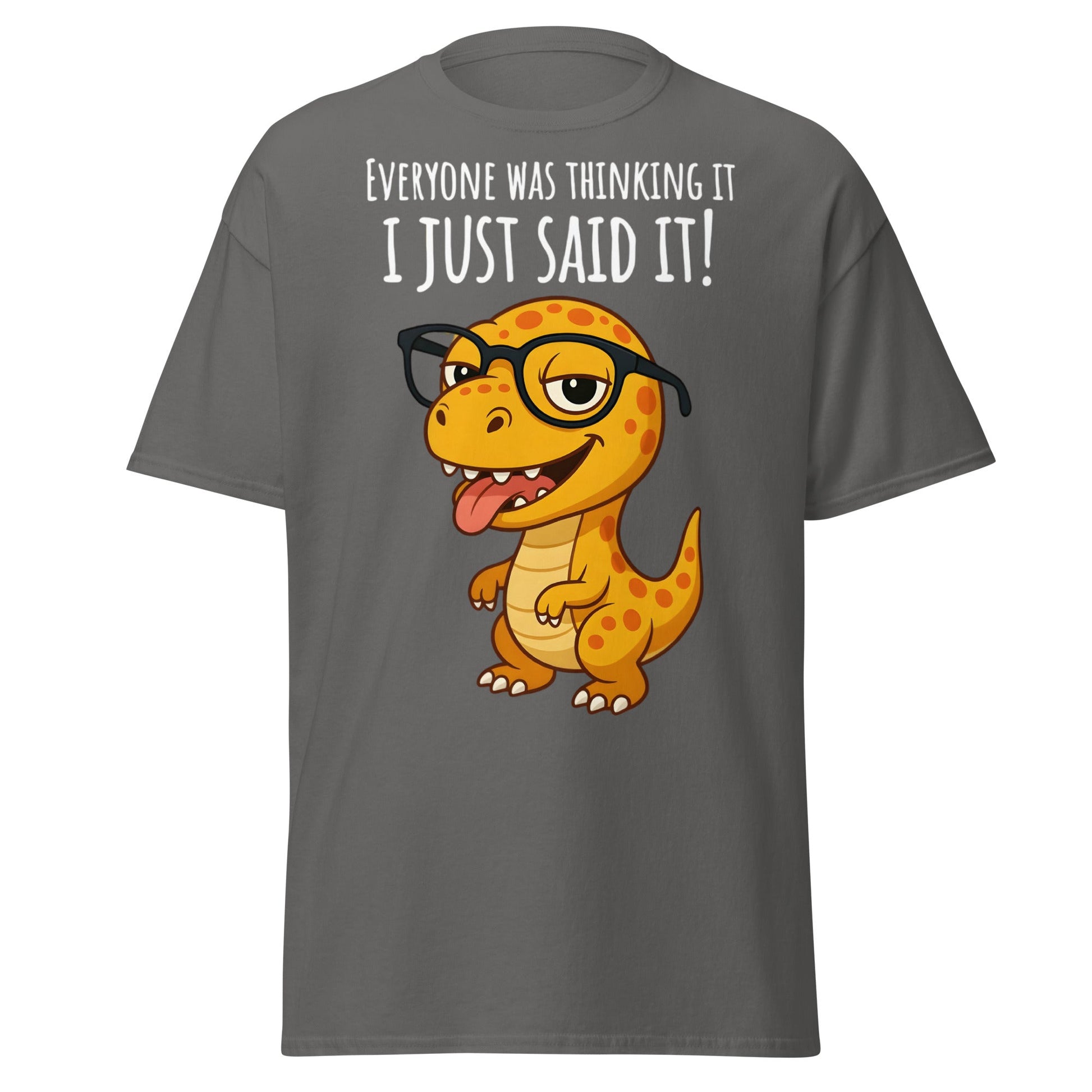 Funny T - Rex Everyone Was Thinking It Graphic Tee - Charcoal - T-Shirts Online