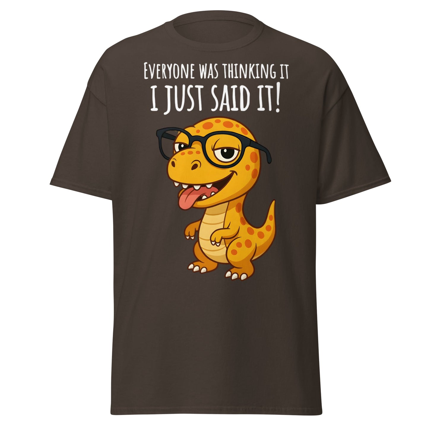Funny T - Rex Everyone Was Thinking It Graphic Tee - Dark Chocolate - T-Shirts Online