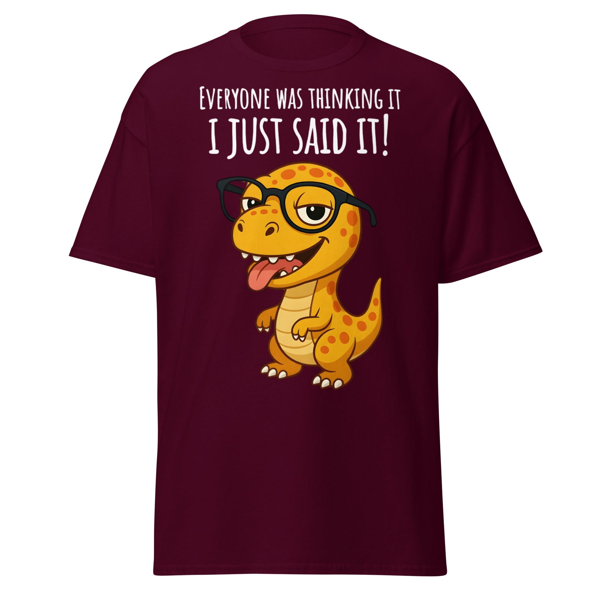Funny T - Rex Everyone Was Thinking It Graphic Tee - Maroon - T-Shirts Online