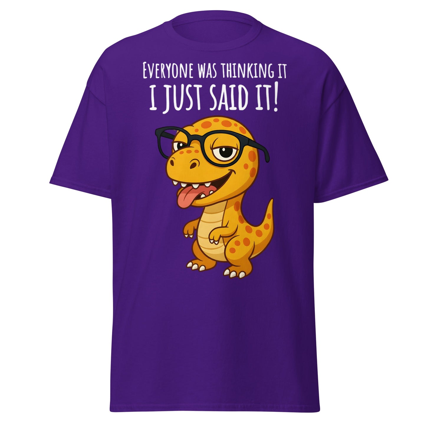 Funny T - Rex Everyone Was Thinking It Graphic Tee - Purple - T-Shirts Online